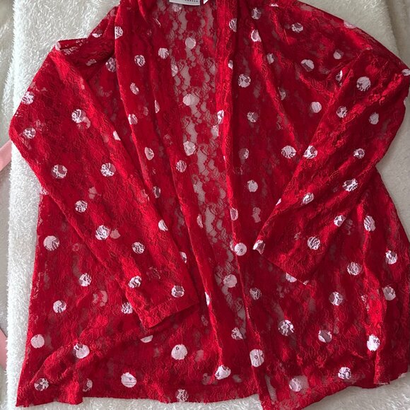 Susan Graver Red Lace Cardigan Jacket and Tank Set Size Small - 3 Piece Set - Picture 8 of 10
